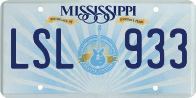 MS license plate LSL933