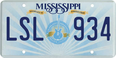 MS license plate LSL934
