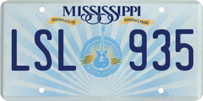 MS license plate LSL935