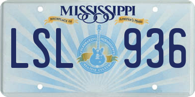 MS license plate LSL936
