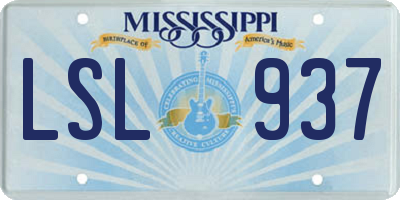 MS license plate LSL937