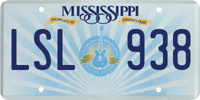 MS license plate LSL938