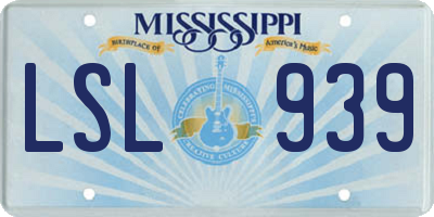 MS license plate LSL939