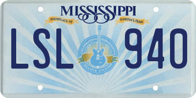 MS license plate LSL940
