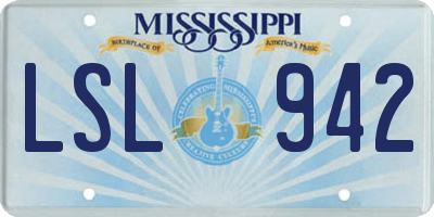 MS license plate LSL942