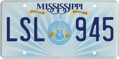 MS license plate LSL945