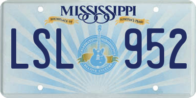 MS license plate LSL952
