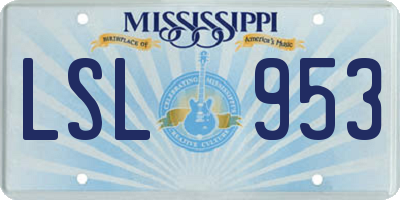 MS license plate LSL953