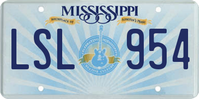 MS license plate LSL954