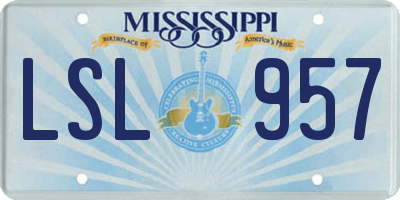 MS license plate LSL957