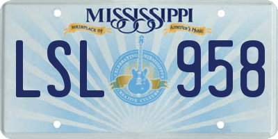 MS license plate LSL958