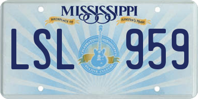 MS license plate LSL959