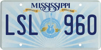 MS license plate LSL960