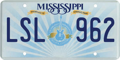 MS license plate LSL962