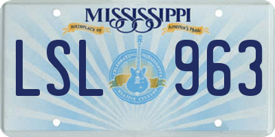 MS license plate LSL963