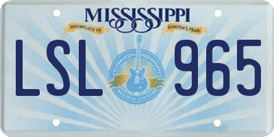 MS license plate LSL965