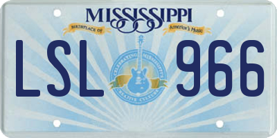 MS license plate LSL966