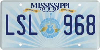MS license plate LSL968