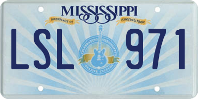 MS license plate LSL971