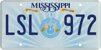 MS license plate LSL972