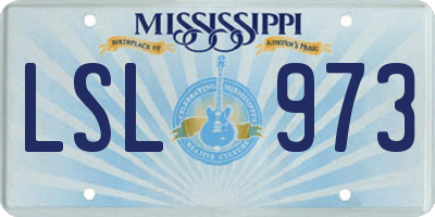 MS license plate LSL973
