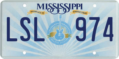 MS license plate LSL974
