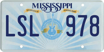 MS license plate LSL978