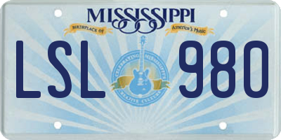 MS license plate LSL980