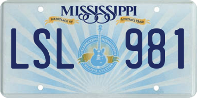 MS license plate LSL981