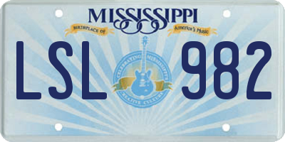 MS license plate LSL982