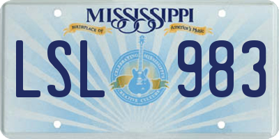 MS license plate LSL983