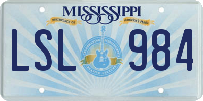 MS license plate LSL984