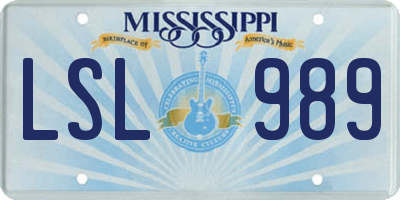 MS license plate LSL989