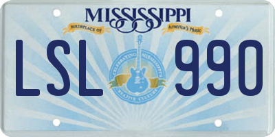 MS license plate LSL990