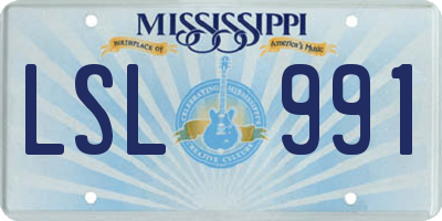 MS license plate LSL991