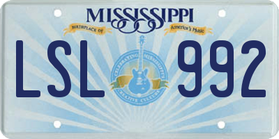 MS license plate LSL992