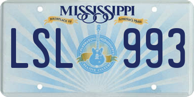 MS license plate LSL993