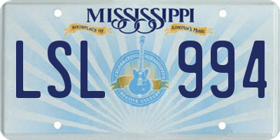 MS license plate LSL994