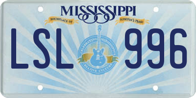 MS license plate LSL996
