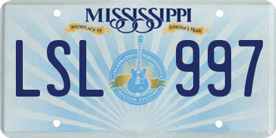 MS license plate LSL997
