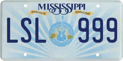 MS license plate LSL999