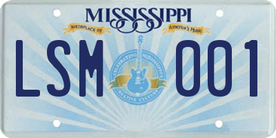 MS license plate LSM001