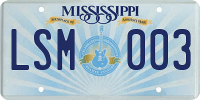 MS license plate LSM003