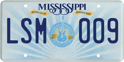 MS license plate LSM009