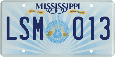 MS license plate LSM013
