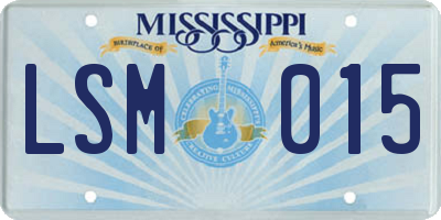 MS license plate LSM015