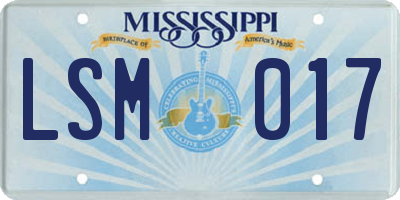 MS license plate LSM017