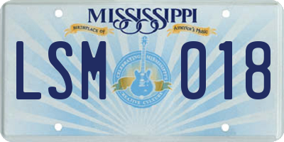 MS license plate LSM018
