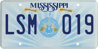 MS license plate LSM019