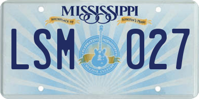 MS license plate LSM027